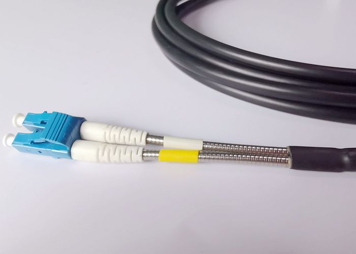 Black TPU Single Mode Fiber Patch Cable , 5.0mm Armoured Electrical Cable