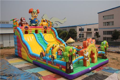 new design custom cartoon inflatable slide