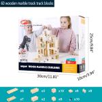 60pcs Wooden Marble Track Assembly Building Blocks Ball Puzzle Children