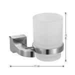 Europe Style Glass SS304 Single Toothbrush Cup Holder For Shower Room
