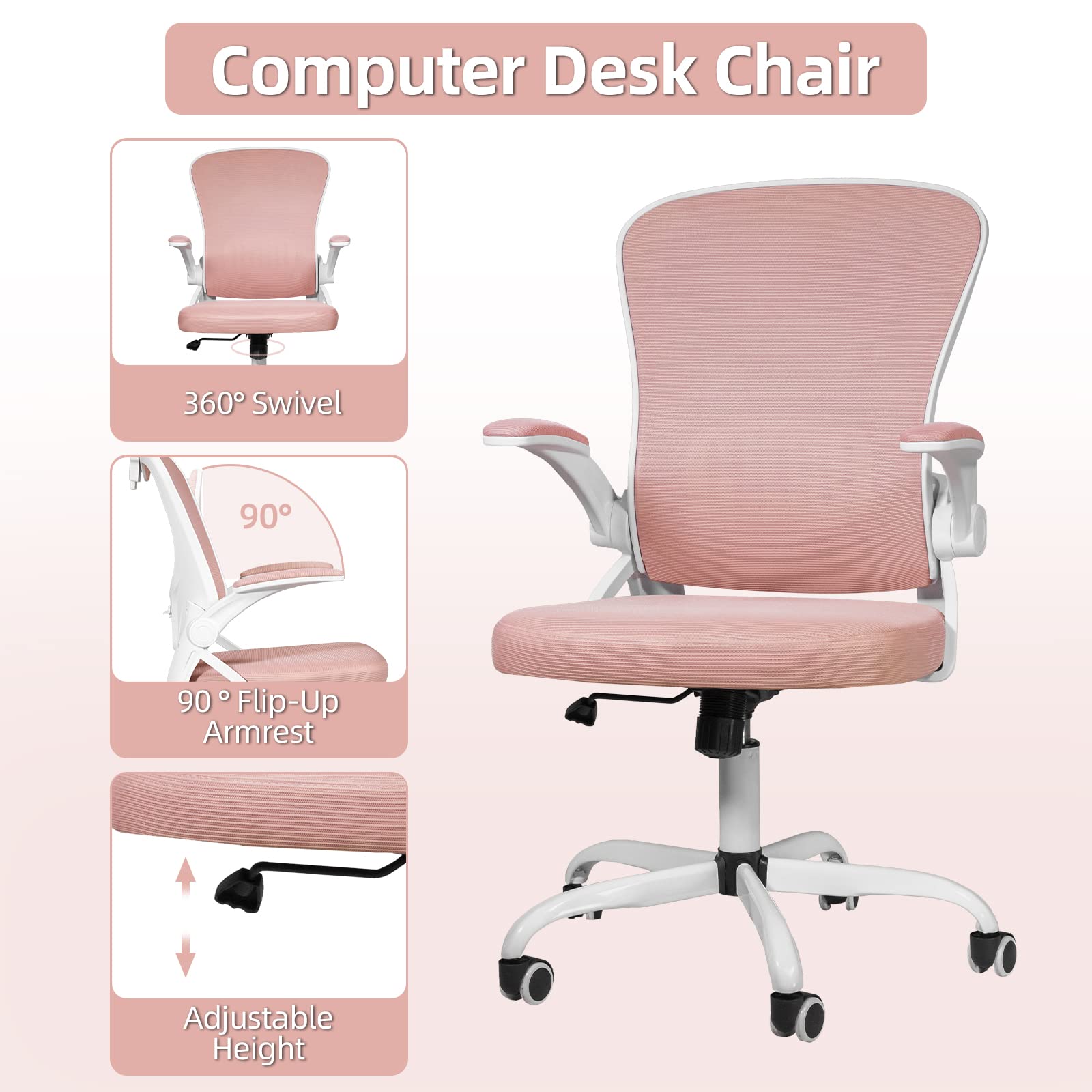 Office Chair Mesh Ergonomic Design Adjustable Height for Home and Office