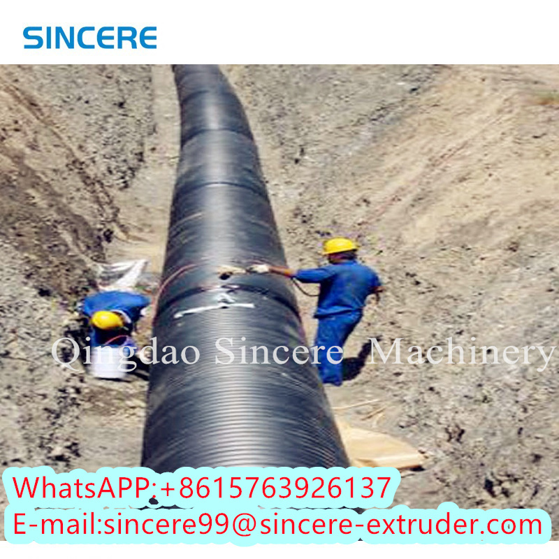 PE HDPE PP Winding Spiral Pipe Extrusion Line Hollow Wall 200kW-500kW