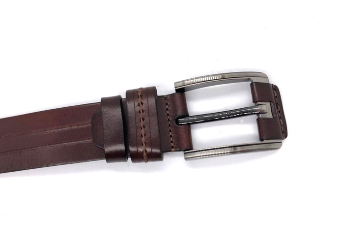Fashionable Mens Casual Leather Belt Zinc Alloy Buckle Brown Color
