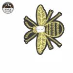 Handmade Fashionable Iron On Embroidered Patches 3D Bee Rhinestone Crystal