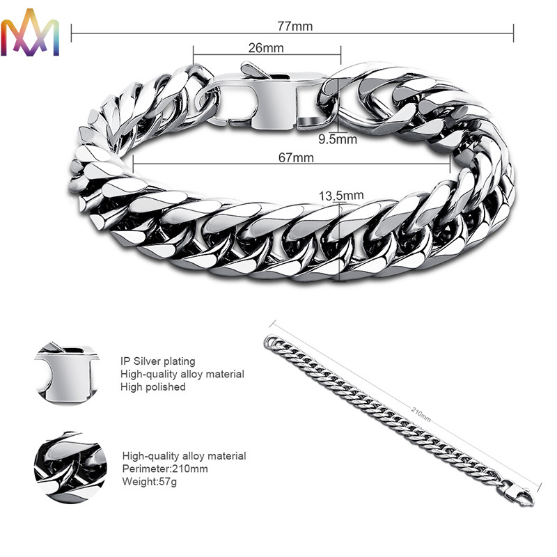 Mens ID 64MM 67MM Engraved Wide Curb Chain Bracelet