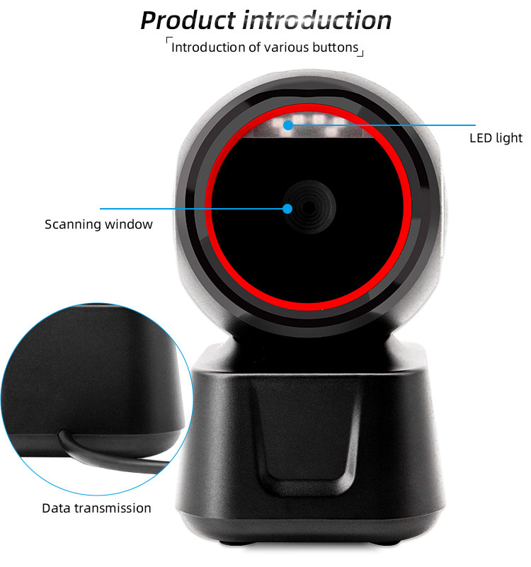 ABS PC Housing Material X7-600 2D Barcode USB QR Code Reader for Desktop Cashier System