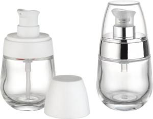 Pump Closure Glass Foundation Bottle With Color Coating And Surface Handling