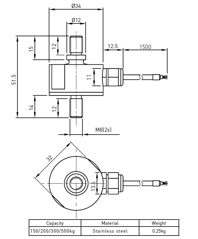 Stainless Steel Rod End Load Cell With Weighing Indicator For Truck Scale