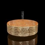 Vanity Round Bathroom Basin Chromed Gold Diamond Shape Crystal Glass