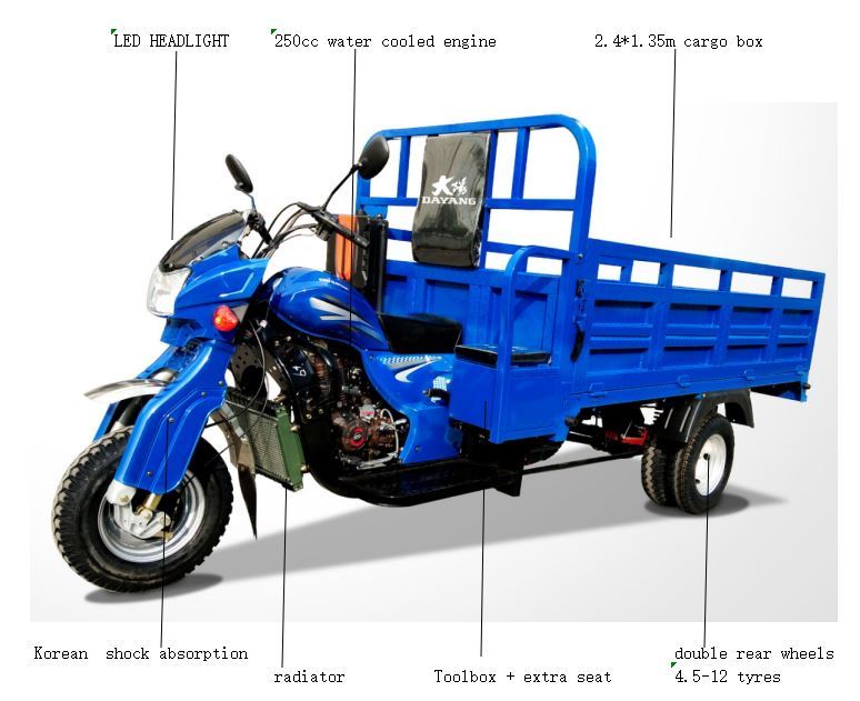 2.5m Length Motorized Mining Transport Cart Gasoline Tricycles for and Safe Transport