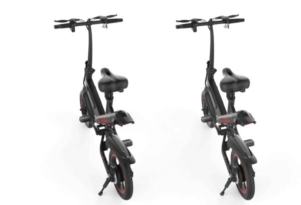 Double Disc Brake Fold Up Electric Bike , Black Electric Road Bike Aluminum