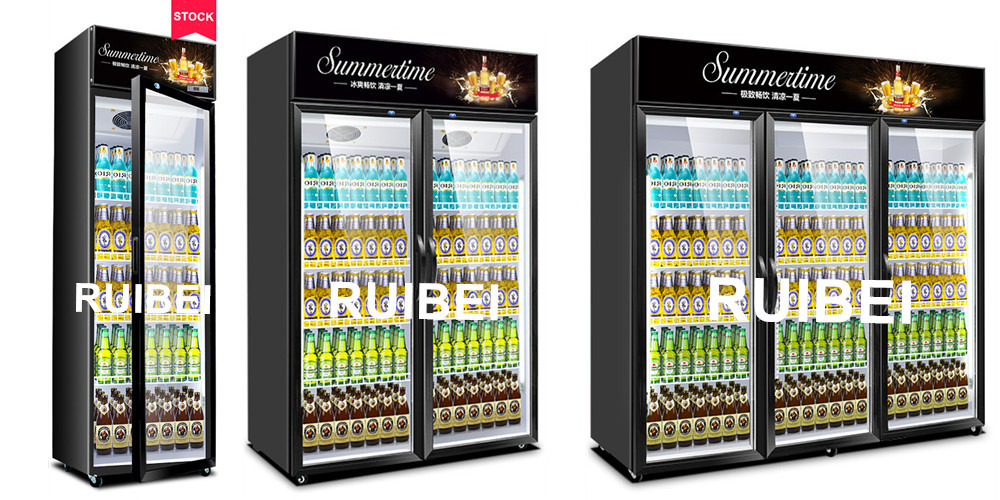 Beverage cooler supermarket refrigeration glass door upright cold drink display refrigerator