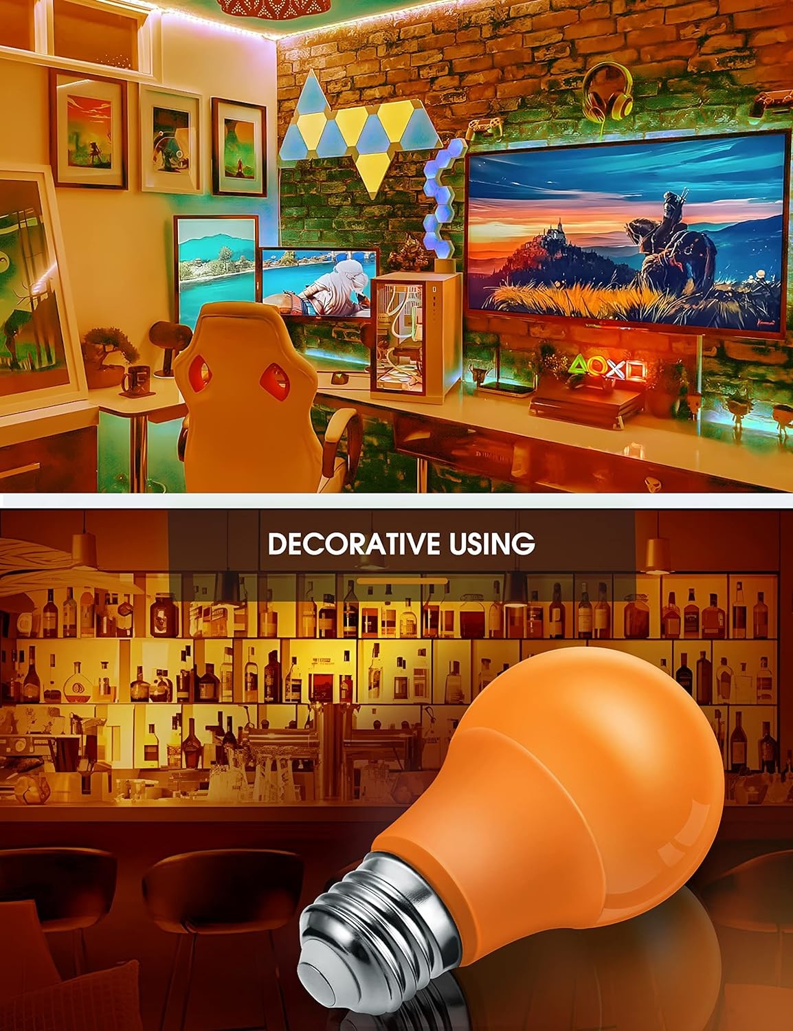 800lm 9W LED Bulbs E26 Base Dimmable Amber Light Bulbs For Enclosed Fixtures