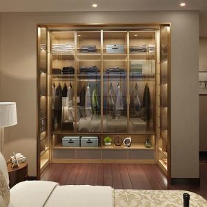 Quality 16mm Glass Door Wardrobes 18mm Aluminium Sliding Wardrobe wholesale
