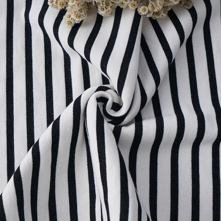 Rub Resistance French Terry Cotton Fabric , Striped Combed Cotton Fabric