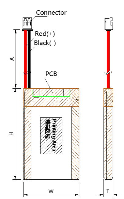 3.7V 3000mAh Rechargeable Li-ion Battery 605080 with PCB and Wire Connector for Electronics