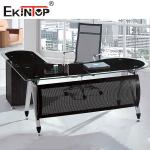 Commercial L Shaped Office Glass Desk Customized Drawer