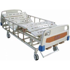 Quality 3 Crank Patient Manual Hospital Bed Steel Frame Four Central Controlled Silent Wheels wholesale