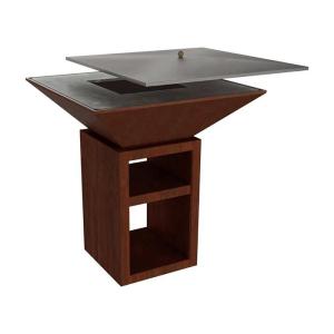 Quality Charcoal Wood Fired Corten Steel BBQ Grill With Ash Tray Outdoor Cooking wholesale
