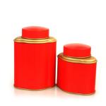 Antique Tea Metal Tins with Double Lids