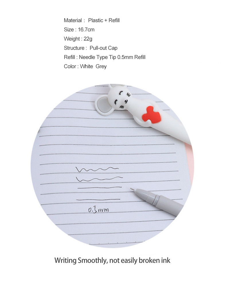 Creative Cartoon Little Mouse Silicone Gel Pen 0.5mm Needle Tube Neutral Pen