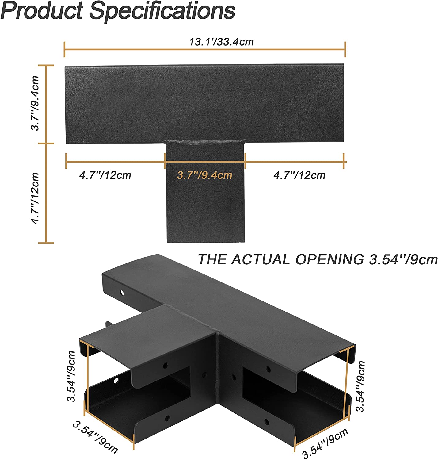 Black Single-side Bracket for 4x4 6x6 Modular Pergola DIY Corner Bracket Summerhouse