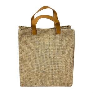 Quality Gift Travel Tote PU Handled 20cm Burlap Grocery Bag wholesale