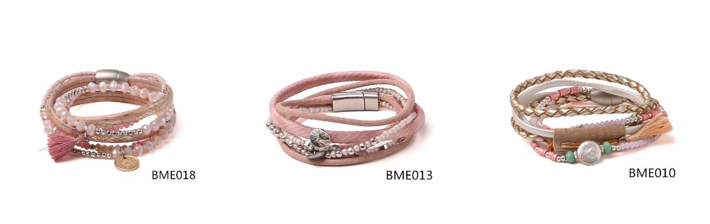 jewellery spring and summer new collection leather magnetic bracelet, fashion jewelry layers pu leather magnetic turquoi
