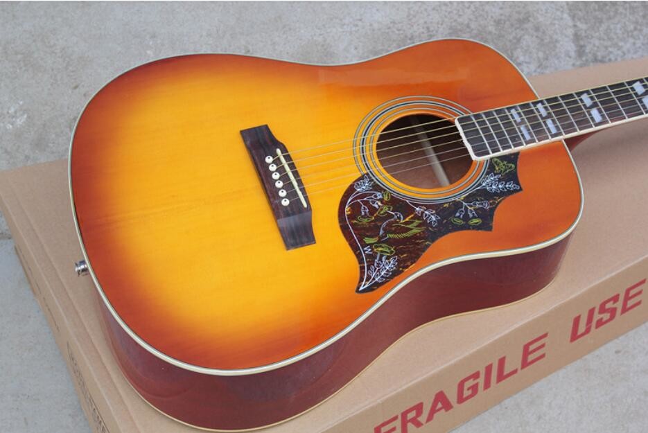 2018 New Chibson H-Bird acoustic guitar cherry red GB electric acoustic guitar Free Shipping Chinese Acoustic guitar