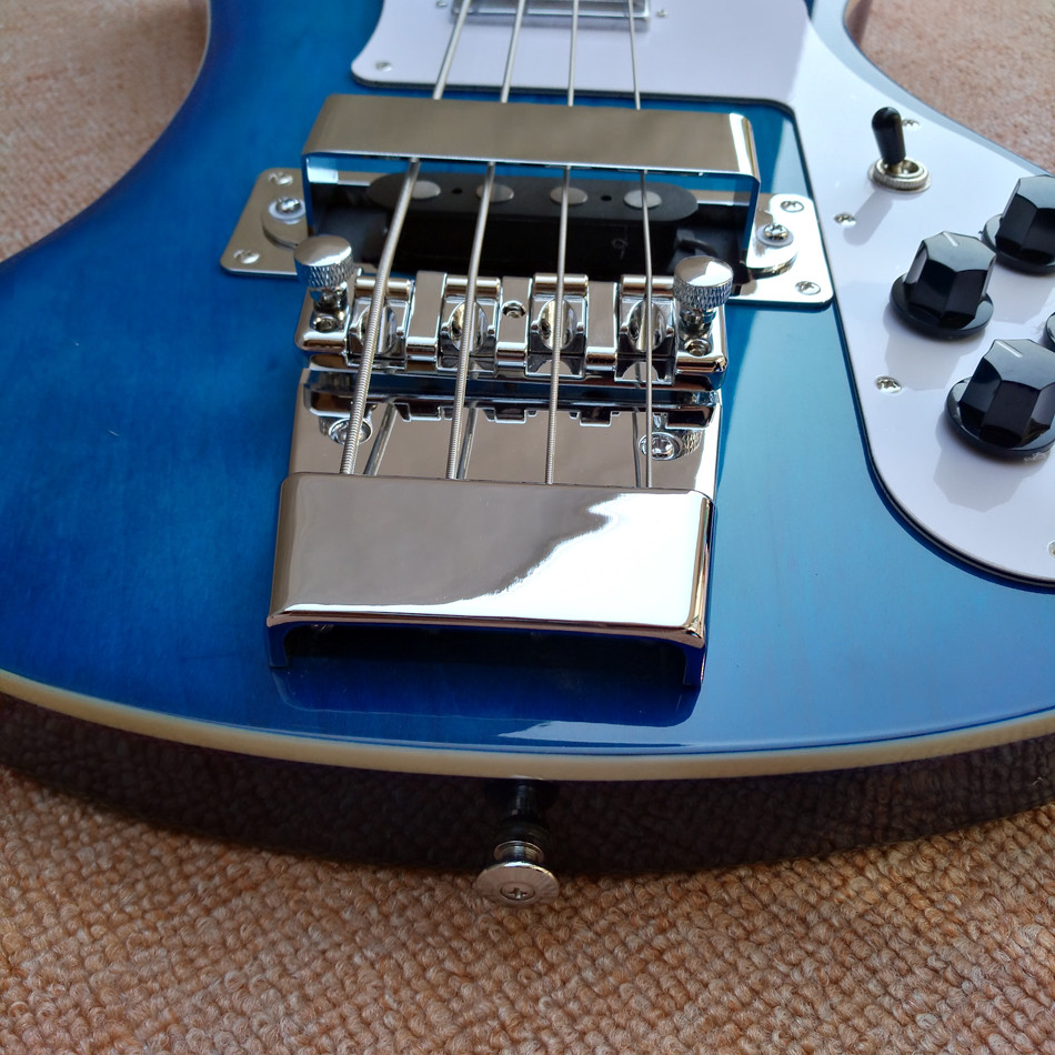 2017 Best Bass Top quality Rick 4003 model Ricken 4 strings Electric Bass guitar in blue color, Chrome hardware, Free sh