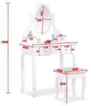 Touch Screen Pine Wood Mirrored Dresser Table With Mirror Led Lights