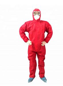 Quality Red Color Disposable Protective Suit Acid Resistant Coveralls For Hospital wholesale