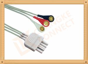 Quality White 3 Leads Nihon Kohden Ecg Cable ECG Lead Wires Cable 0.8M wholesale