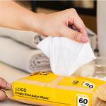 OEM Biodegradable Bamboo Wipes Fragrance Free Wet Wipes 18*20cm 60PCS