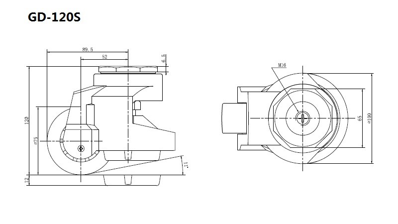 EDL 50kg-1000 Kg Caster Wheels , Threaded Leveling Castor Wheels GD Series GDS