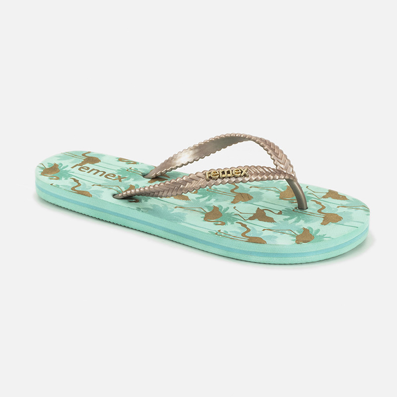 Indoor Waterproof Rainbow Thick Strap Flip Flop With EVA Sole