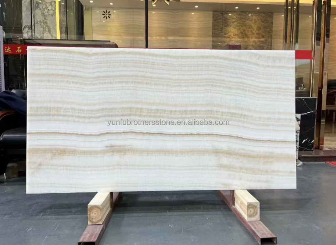 Modern Design Hotel Bathroom Wall Panel with Backlit Natural Stone White Onyx Marble