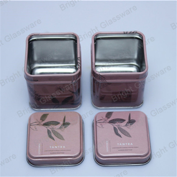 custom small delicate square tinplate jars with lid and logo design