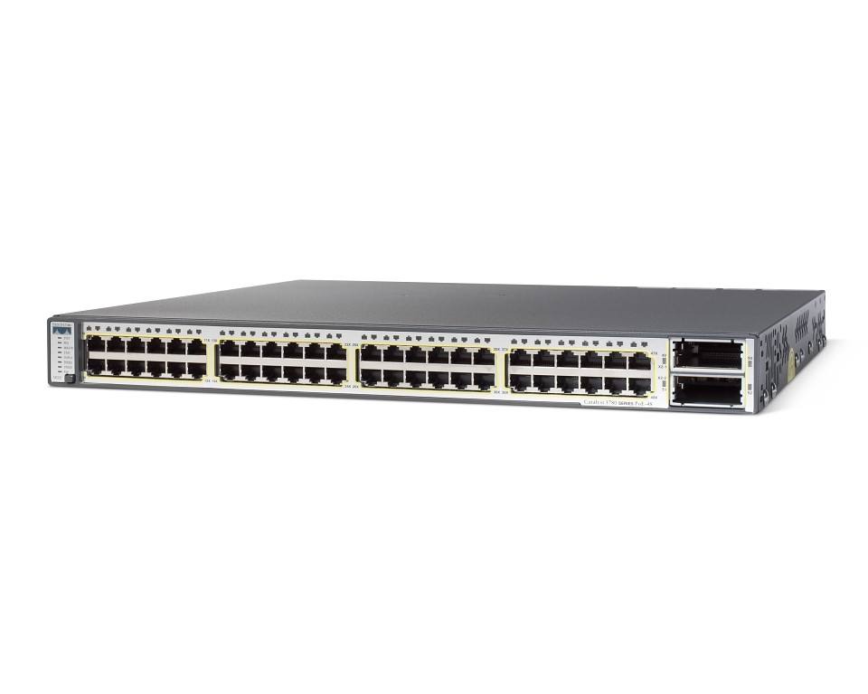 WS-C3750E-48PD-S 3750-E Series Switch Customizable transmission rate 10/100/1000Mbps 48 10/100/1000 PoE 2*10GE X2 750W IPB S/w