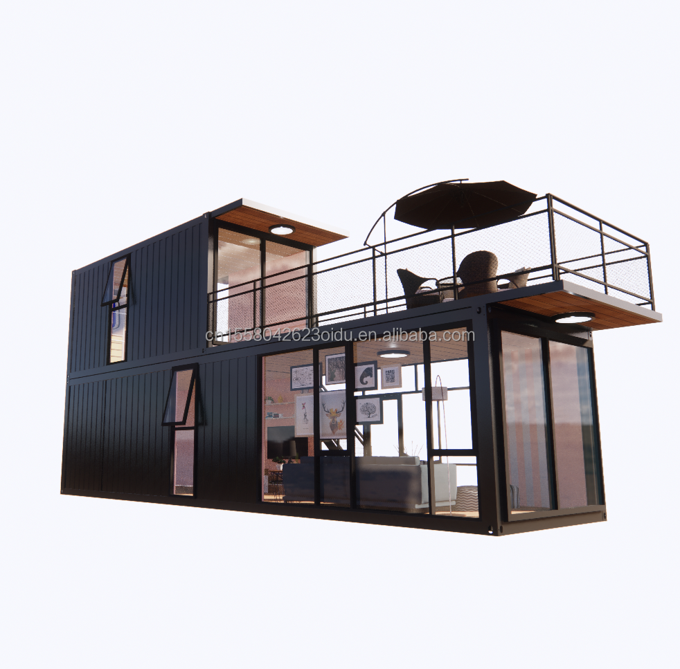Supermarket Shipping Ready Made Prefab Projects Container Coffee Shop with Log Design