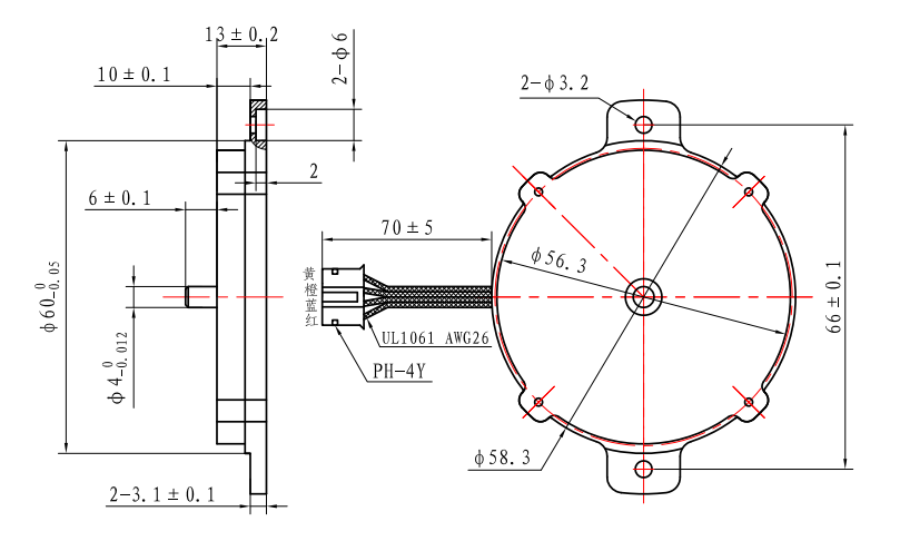 Pancake 57x57x13mm Flat Stepper Motor Nema57 2.88V DC Bipolar Version