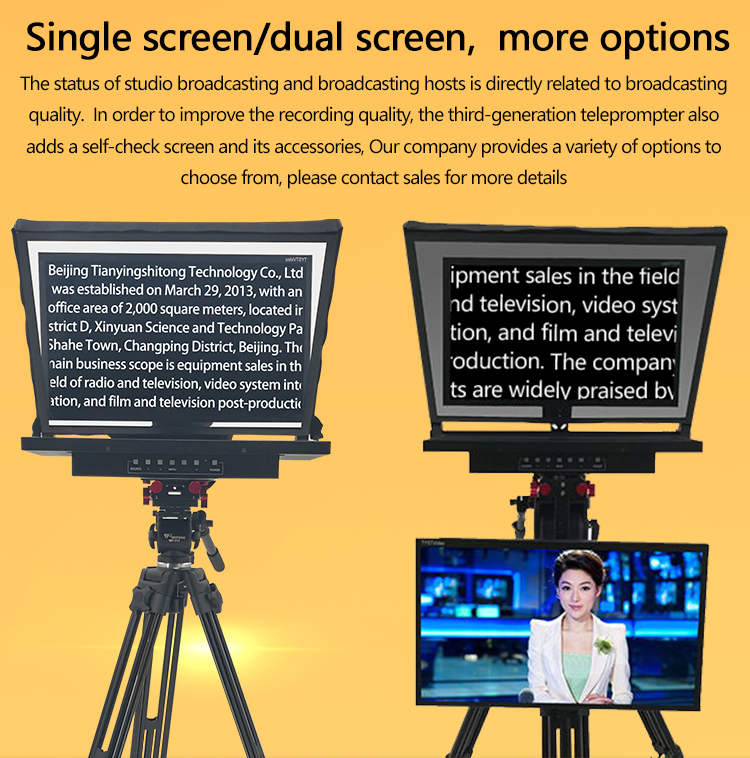 Supported Language 21" Studio Teleprompter for Professional TV Broadcast from TYSTVideo
