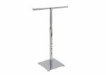 Brushed Steel Material Garment Display Stands With Wooden Bottom