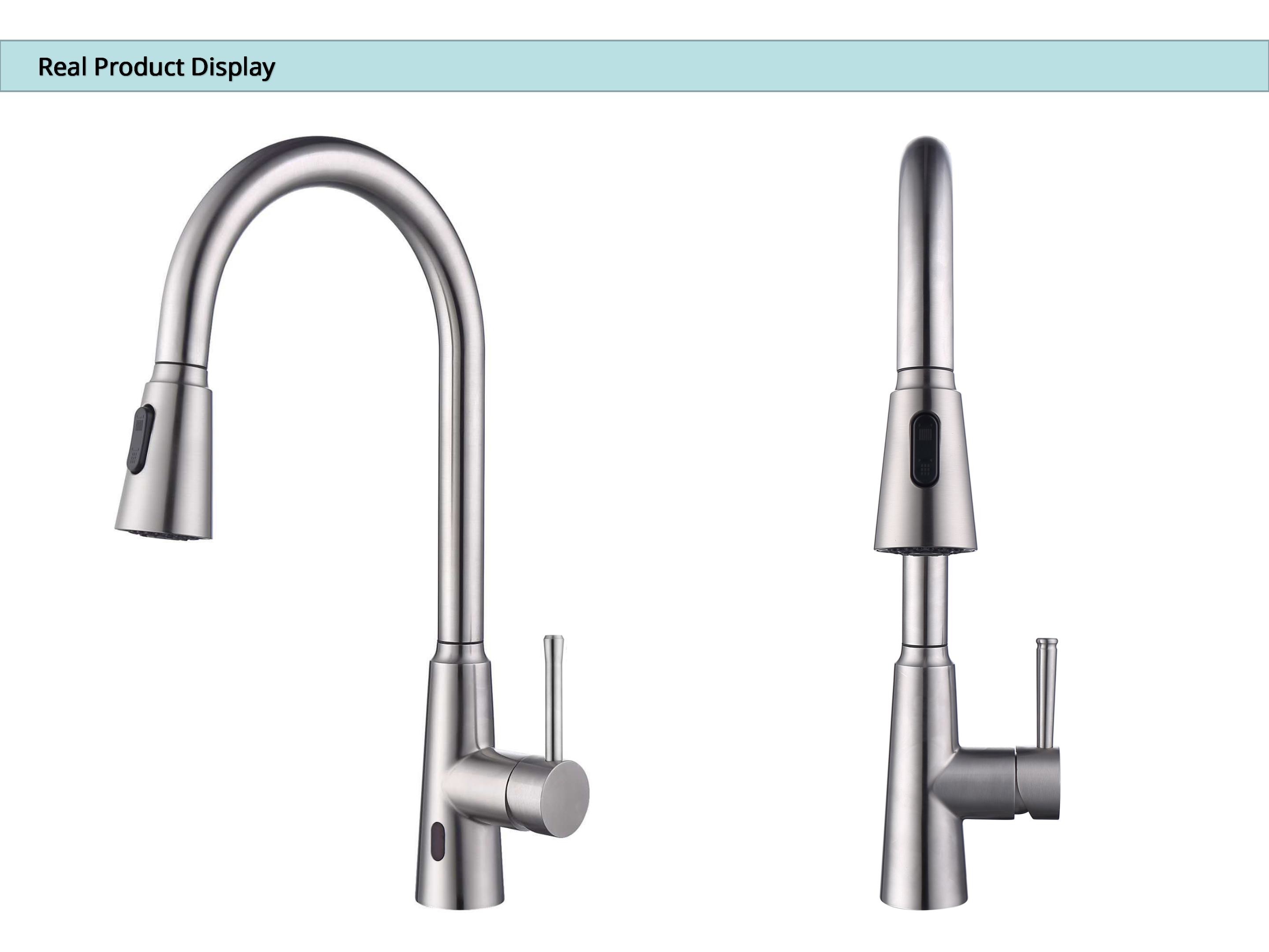 HOMEKA Infrared Touch Sensor Kitchen Faucet High Arc Spout For Sink