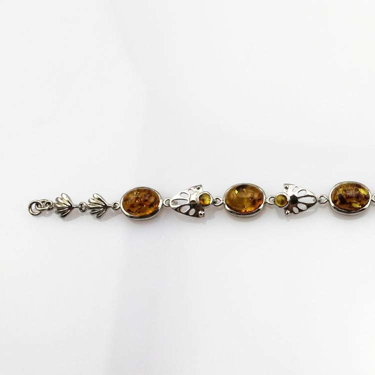 Gemstone Jewelry 925 Silver 8x10mm Oval Citrine Link Tennis Bracelet (SB7001)