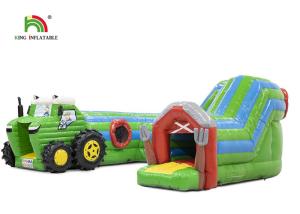 Quality Logo Printing Green 6.5m Tractor Inflatable Obstacle Course For Party wholesale
