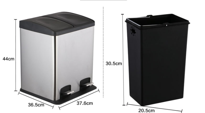 Commercial Dual Compartment Pedal Bin Trash Bin With Foot Pedal For Kitchen