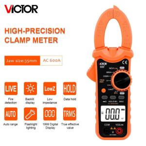 Quality VICTOR Digital Clamp Meter 5999 Counts AC DC 600V 600A With Live NCV Flashlight wholesale