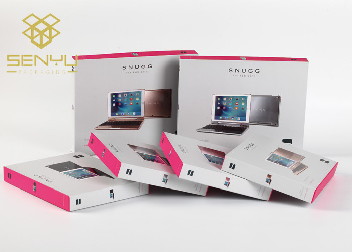 Electronic Product Recycled Paper Packaging White Corrugated Cardboard Box With Plastic Handle