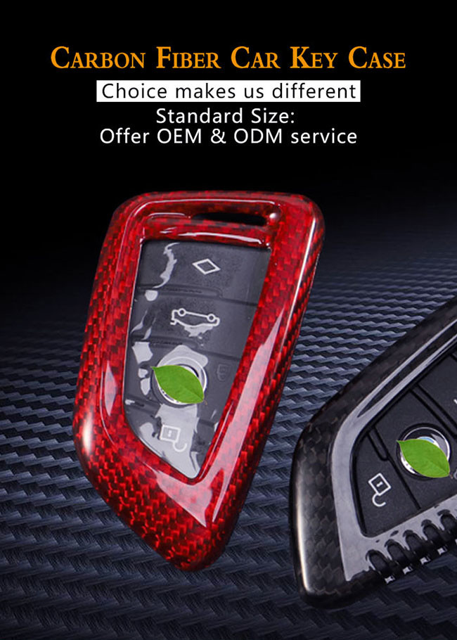 Customized Glossy Slip Proof Bmw Carbon Key Cover